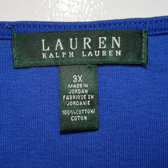 Lauren Ralph Lauren Ladies Size 3X Royal Blue V-neck Short Sleeves T-shirt - Picture 3 of 11
